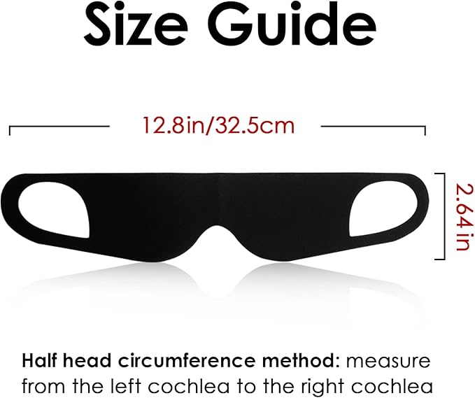 FRESHME Zero Pressure Sleep Mask - Lightweight Breathable Blockout Eye Mask for Sleeping with Ear Hanging Elastic Strap for All Sleep Positions Men Women Soft and Comfortable Black Eye Blinder Travel