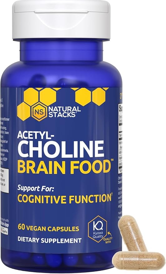 Acetylcholine Brain Food - Acetyl L-Carnitine & Alpha GPC Supplement - Supports Production of Acetylcholine - Neurotransmitter Supplement for Cognitive Function - 120 Capsules