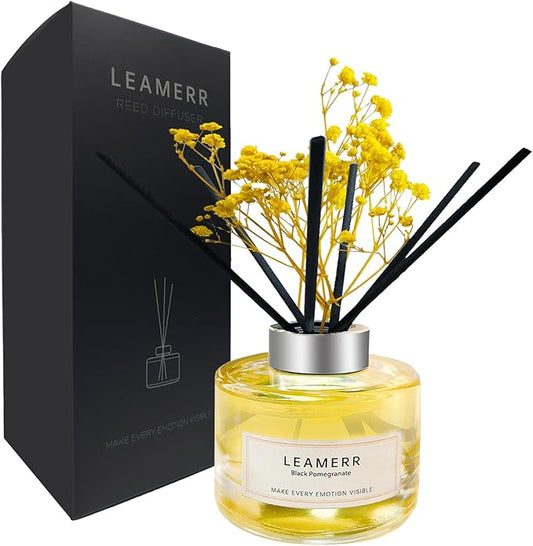 Reed Diffuser Sets Home Fragrance Essential Oil Diffuser Black Pomegranate Scent- 7 oz (210 ml)Fragrance Oil Diffuser for Bedroom Bathroom Home Décor Includes Reed Diffuser Sticks Scented Oils