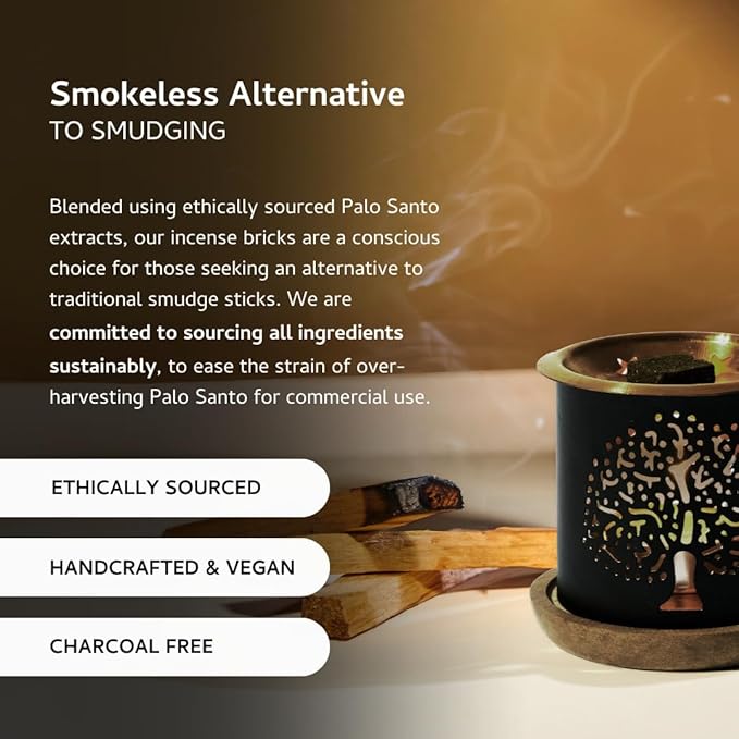 Palo Santo, Palo Santo + White Sage & Palo Santo + Lavender Smokeless Incense Bricks Refill | 3x9 Bricks | Aromatherapy | Smudging | Essential Oils | Air fresheners for Home | Meditation Accessories