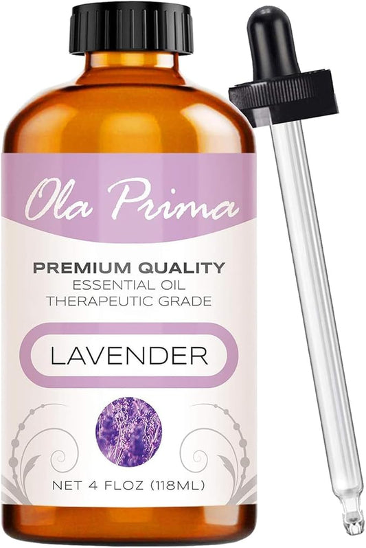 Ola Prima 4 oz Lavender Essential Oil for Diffuser, Soap, Candle Making, and Aromatherapy