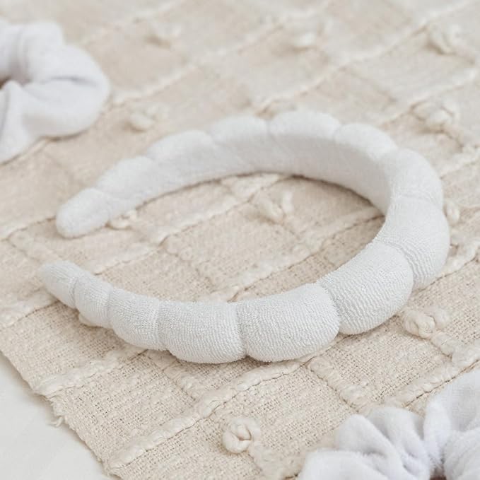 Spa Headbands for Face Washing & Makeup Removal - Bubble Skincare Terry Cloth Puffy Headbands for Mask Treatment