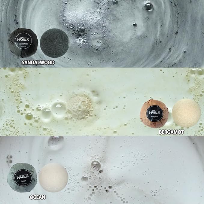 Charcoal Bath Bombs Gift Set – 6 Piece Natural Spa Fizzies with Essential Oils – Handmade Organic Moisturizing Vegan Bath Bombs for Relaxation, Detox, Stress Relief – Gifts for Men & Women