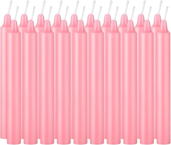 Set of 40 Pink Candles – Spell Chime Candles for Valentine's Day,Wedding,Rituals, Prayer, Birthdays, Meditation, Altar -0.5X4 Inch Tall, Unscented (Pink)