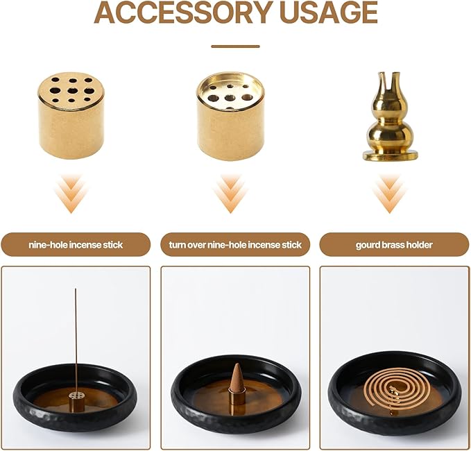 Ceramic Incense Burner,Handmade Incense Stick Incense Burner Reflux Burner,Sage, Coil Incense, Ash Catcher, Smudge Bowl for Yoga Meditation Room Décor,Crack Yellow