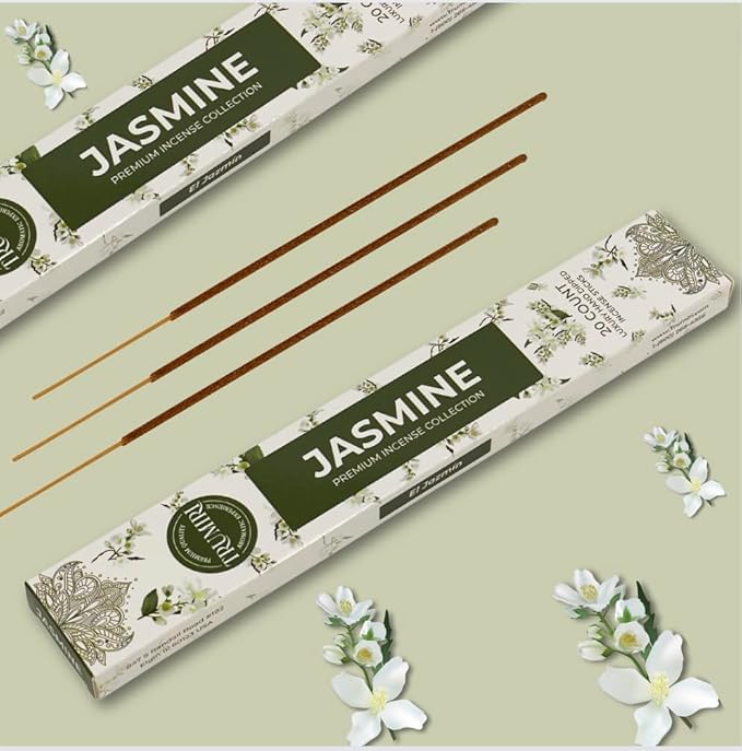 Jasmine Incense Sticks - Total 40 Insence-Sticks - Dual Pack of 20 Insense - Inciensos - Inscents - Natural Non Toxic Ingredients - Incents - Incence - Inscense - Insents