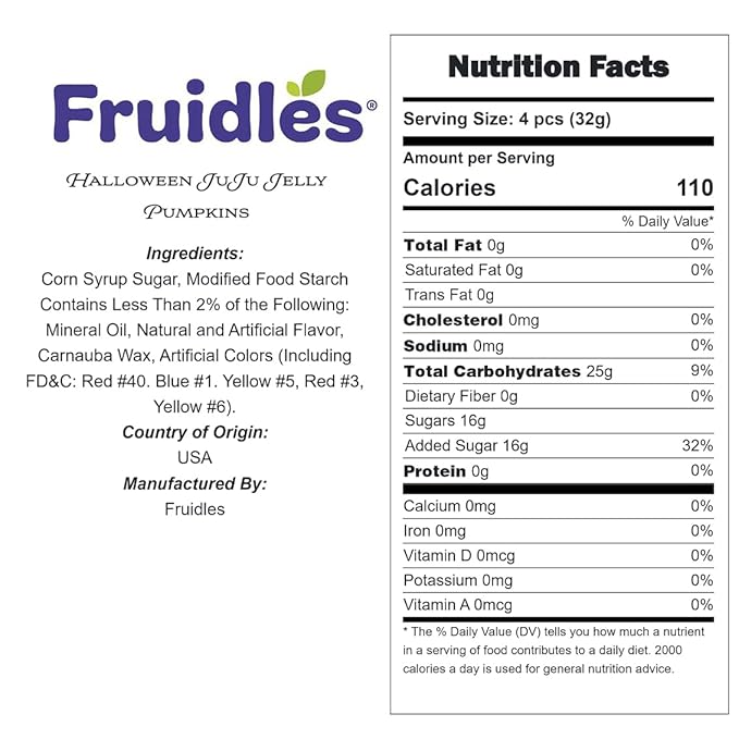 Fruidles Halloween JuJu Jelly Pumpkins, Delicious Gummy Candy, Gluten-Free, Fun and Festive Holiday Snacking, Party Favor (2 Pounds)