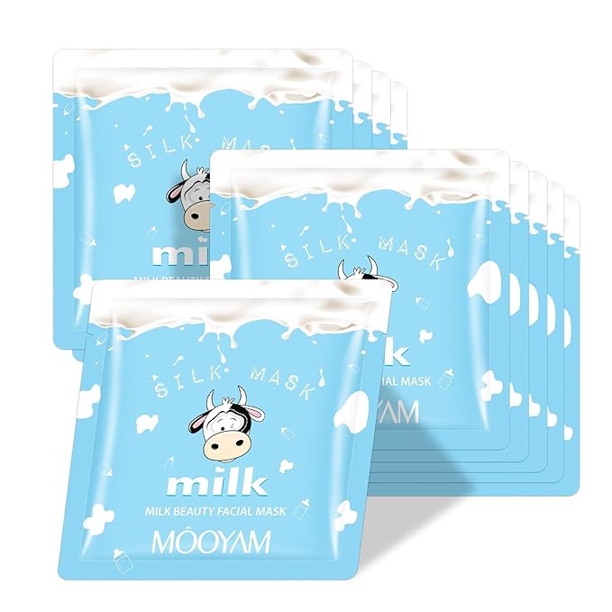 Facial Masks Skincare for Women,Milk Moisturize Face Mask Sheet for Girl,Hydrating Face Mask for All Skin Types,Dry Skin & Sensitive Skin (10-Packs)