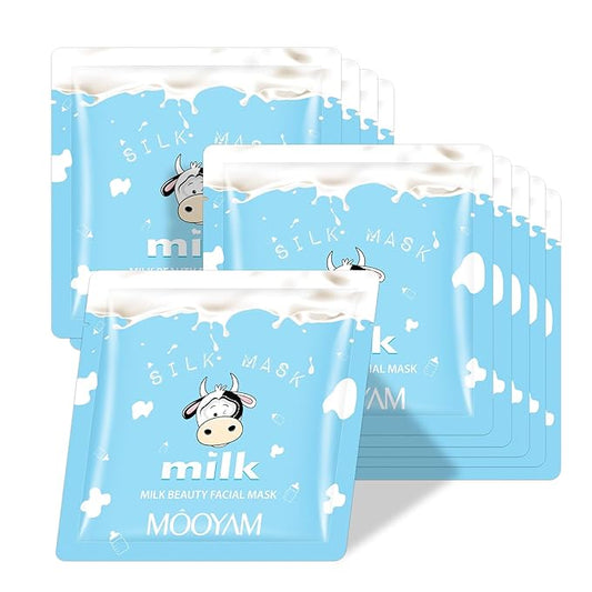 Facial Masks Skincare for Women,Milk Moisturize Face Mask Sheet for Girl,Hydrating Face Mask for All Skin Types,Dry Skin & Sensitive Skin (10-Packs)