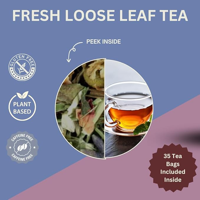 Sleep Easy Herbal Tea – 35 Tea Bags – Chamomile, Lavender, Lemon Balm, Valerian Root & Passion Flower – Natural Sleep Support for a Calm, Restful Night’s Rest. Caffeine-Free.