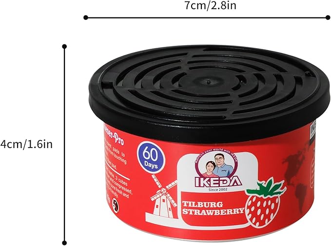 IKEDA Car Air Freshener & Car Odor Eliminator for Auto or Home,Office, 60 Days Long Lasting Scent Cans Freshener, 1.5 Oz Each, 4 Cans, Strawberry