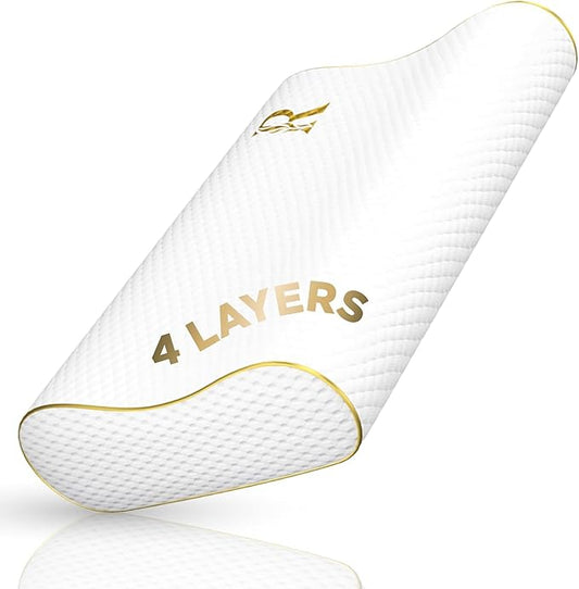 4-Layer King, Contour Pillow, Side Sleeper Pillow, Orthopedic Pillow, Neck Support Pillow, Pillow for Neck Pain, Pillow for Side Sleepers, CertiPUR-US