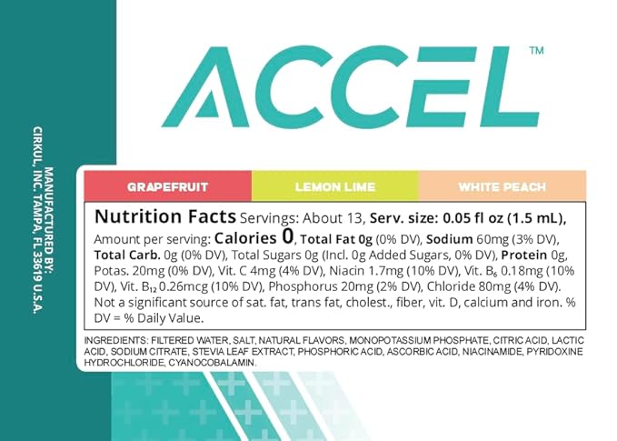 Cirkul Accel Electrolytes Flavor Water Variety Pack, Makes 36 Drinks, No Sugar, Zero Calorie Drink Mix, (2 Grapefruit, 2 Lemon Lime, 2 White Peach)