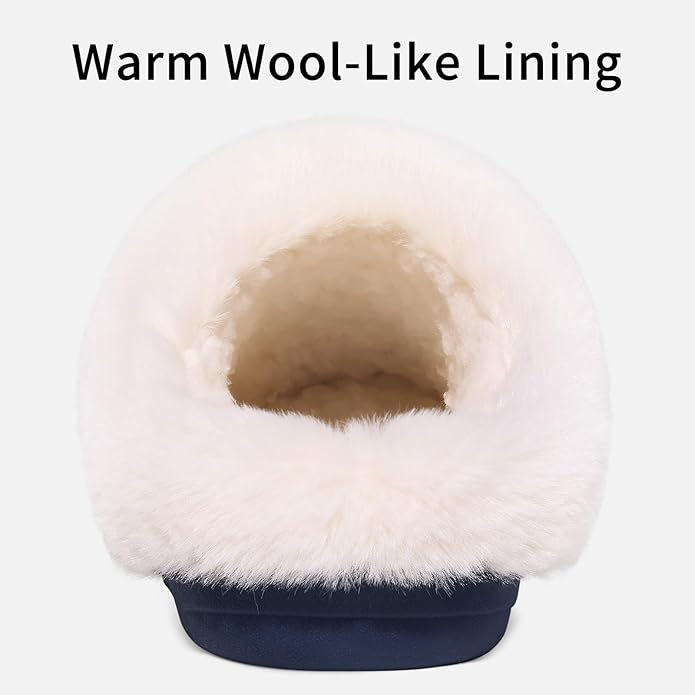 Evshine Warm Knit House Slippers for Women Comfy Wool-Like Lined Chenille Slippers with Memory Foam and Indoor Outdoor Soles
