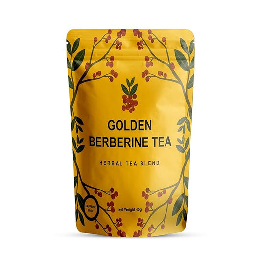 Berberine Tea 45g Natural Organic Caffeine-Free Blend Non-GMO Herbal in Plastic-Free Stand Alone Pouch Delicious Antioxidant for Immune Support