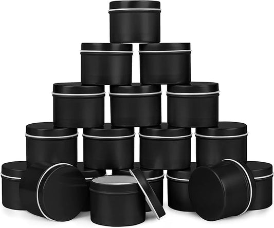 DINGPAI Candle Tin 18 Pcs, 4oz Candle Containers for DIY Candle Making, Black Color, Arts & Crafts, Storage and Holiday Gifts