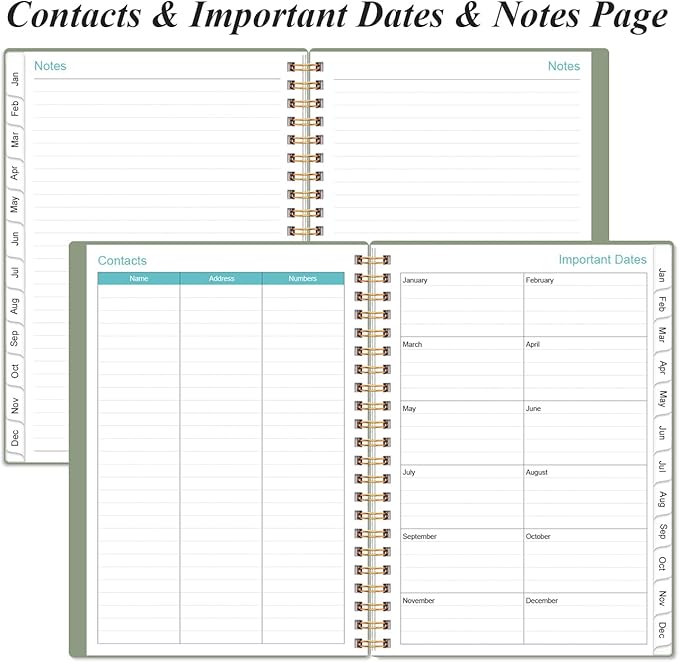 2026 Daily & Monthly Planner - One Page Per Day, Daily Planner 2026 from January 2026 to December 2026, Planner 2026 with 12 Monthly Tabs, 6.4" x 8.5", Green