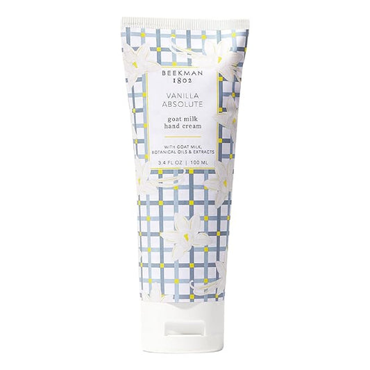Beekman 1802 Pure Goat Milk Hand Cream, Vanilla Absolute - Scented - 3.4 oz - Moisturizing Lotion for Dry Skin - Anti-Aging Hydration - Good for Sensitive Skin - Cruelty Free