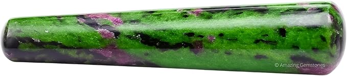 Amazing Gemstone Ruby Zoisite Crystal Wand Massage Stick - Pelvic Wand Gua Sha for Adults - Crystals and Healing Stones Massage Wands for Adults Gifts (Smooth)