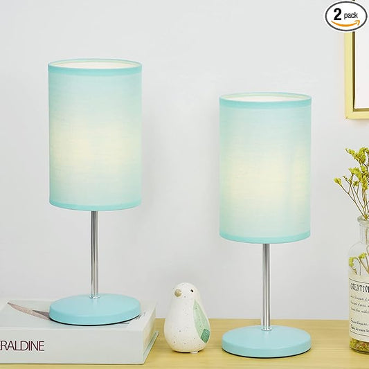 Lampwell Alee Modern Green Table Lamp Set of 2, Living Room & Bedroom, 4.33H12.21IN, Bulb Excluded