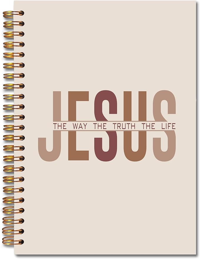 Jesus Christian Spiral Notebooks, the Way Truth Life Bible Verse Journal, Jesus Journals for Writing, Christian Gifts for Women Men, Religious Notebook for Note Taking, 5.5x8.3 Inch