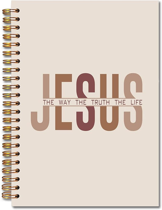 Jesus Christian Spiral Notebooks, the Way Truth Life Bible Verse Journal, Jesus Journals for Writing, Christian Gifts for Women Men, Religious Notebook for Note Taking, 5.5x8.3 Inch