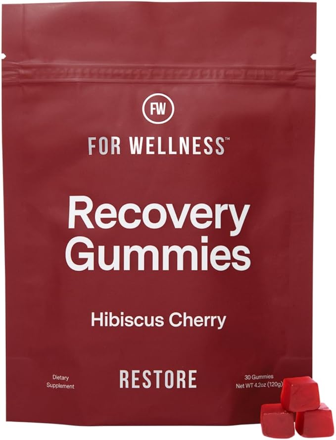 For Wellness Recovery Gummies Restore | Tart Cherry Energy Supplements with Electrolytes for Muscle Soreness, Post-Workout Performance & Recovery | Vegan, Non-GMO, 30 Count