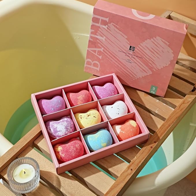 Bath Bombs Gift Set for Christmas, 9 x 1.41 Oz/ 40g. Essential Oil Spa Bomb Fizzies, Relaxation, Moisturizing and Fun for Women, Wife, Mom, Girls, Teens, Daughter and Her