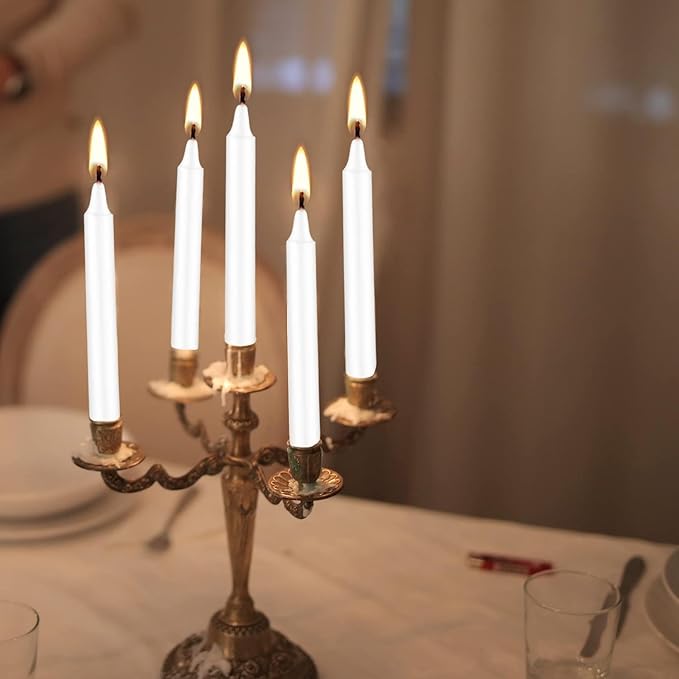 Set of 40 White Candles Mini Unscented Taper Candles for Christmas,Household, Wedding, Rituals, Prayer, Birthdays, Meditation, Altar,Party and Home Décor Candlesticks - 4 Inch Tall