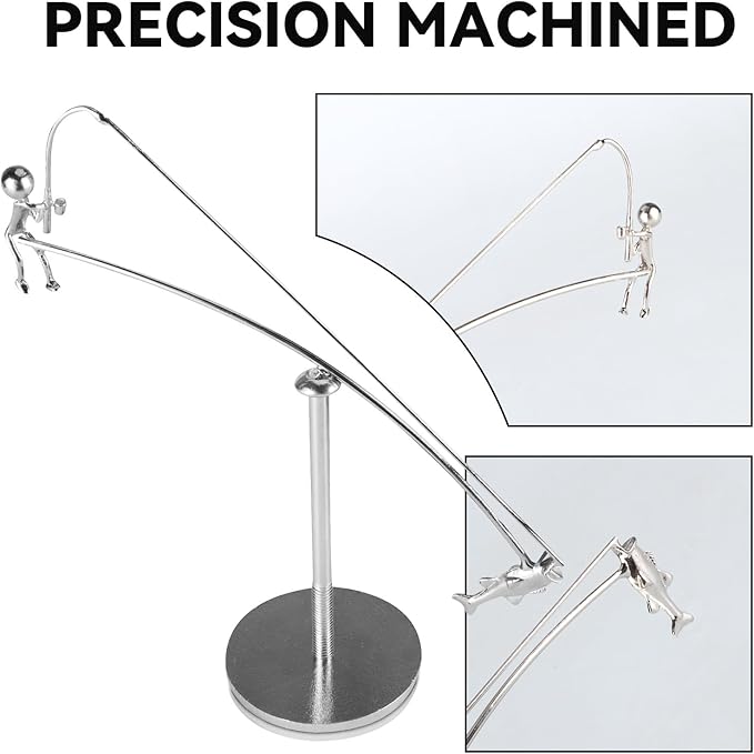 Fisherman Balancing Sculpture, Interactive Physics Balance Art Desk Toy for Stress Relief, Creative Home Office Art Deco Gift for Men & Angler Lovers (1 PC)