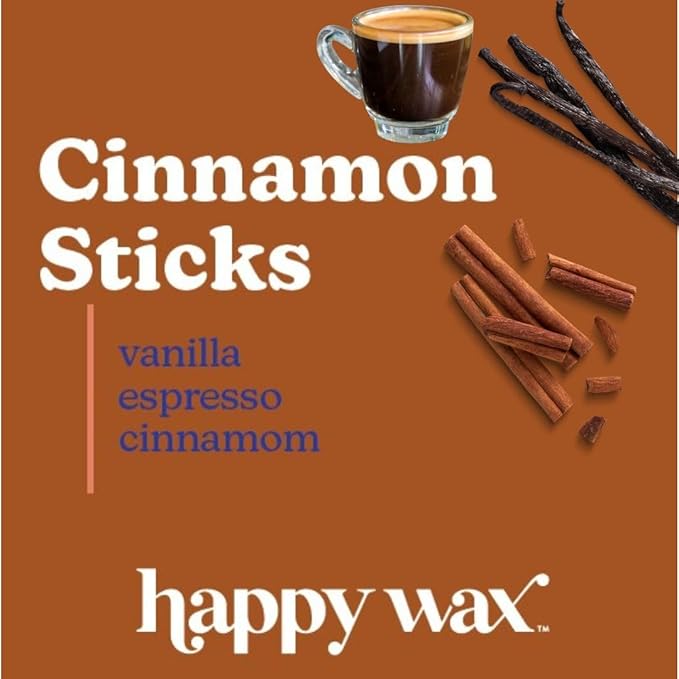 Happy Wax Cinnamon Sticks Scented Bear Wax Melts - Natural Strong Fall Scented Infused with Essential Oils - Non Toxic - for use with Warmers (8 oz Pouch)