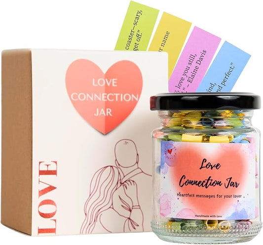 90 Love Notes Jar, Long Distance Relationship Gifts, Couples Gifts, Girlfriend Wife Husband, Positive Affirmation Cards, Emotional Support Jar with Daily Affirmations for Women