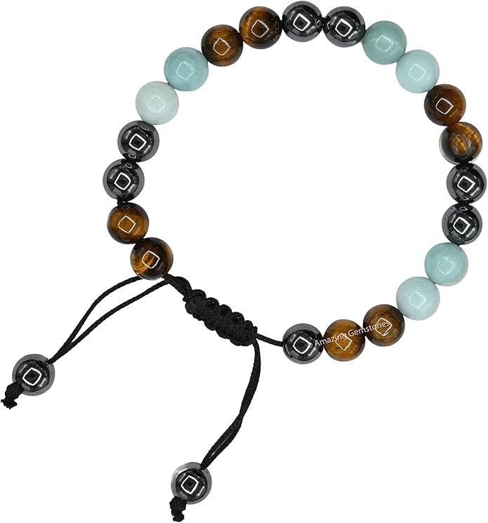 Natural Healing Crystal Bracelet for Women - Mens Bracelet Energy Balancing Gemstones Set - Adjustable Stone Bead Bracelet for Men and Women - Chakra Crystal Therapy Accessory, Meditation