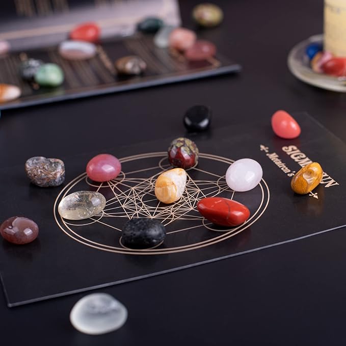 Polished Healing Crystals Stone Set, 24 Types of 0.6" Handpicked Tumbled Stones for Healing, Reiki, Meditation, Crafting, Home Decor, Ethically Sourced, Mixed Crystals