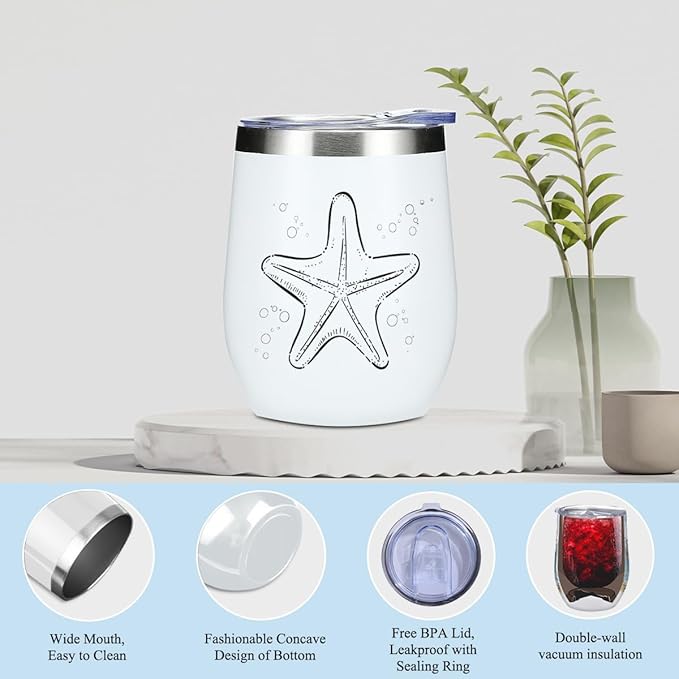 Cute Starfish Decor Starfish Ocean Friendship Appreciation Birthday Gifts for Women Beach Gifts for Women Girls Mom Sister Friends Card Wine Tumbler Cosmetic Makeup Bag Bracelet Christmas
