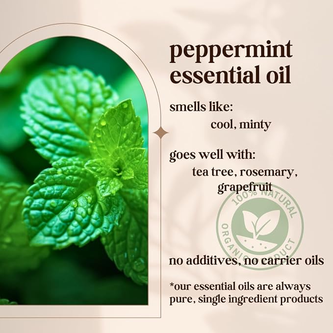 Avivni Peppermint Essential Oil - 100% Pure & Natural, Organic, Undiluted for Aromatherapy, Skin, Hair, Diffuser (0.33oz - 10ml)