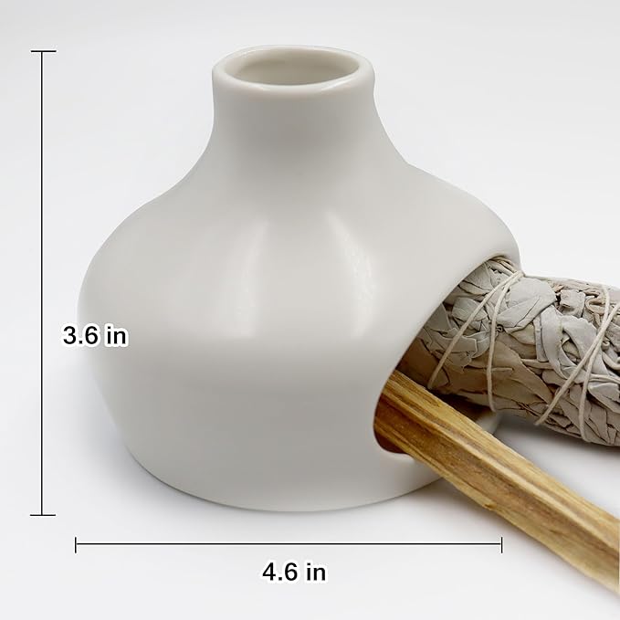 Palo Santo Holder Burner - Chimenea Incense Dish Handmade Ceramic for Palo Santo and Sticks - Sage Holder Ash Catcher for Meditation Decor
