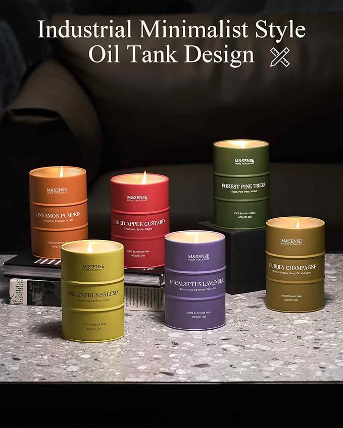 M&SENSE Frosted Pine Scented Candles Natural Non Toxic, Aromatherapy Candle for Stress Relief Meditation Relaxing, Housewarming Gifts for Women Men, 11.3oz 70 Hour Long Burning