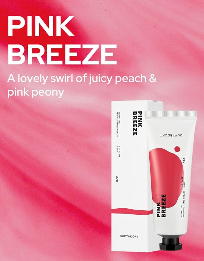 DUFT&DOFT Pink Breeze Signature Perfume Nourishing Hand Cream, Non-greasy, Refreshing Hydration, Shea Butter, Vitamin E, Feel-Good Fragrance – 1.69 oz.