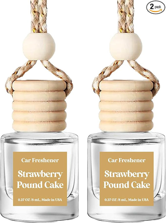 Car Air Freshener Hanging, Essential Oil Diffuser for Car, Strawberry Pound Cake Car Air Freshener Cute, Long Lasting Air Freshener for Car, Air Fresheners for Women,Made in USA