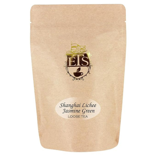 Shanghai Lichee Jasmine Tea Pouches - 4oz | Loose Leaf Green Tea Blend | Sweet Lichee and Gentle Jasmine Aroma | Smooth Sencha Style Tea from Hunan | Brew Hot or Iced for Refreshing Flavor