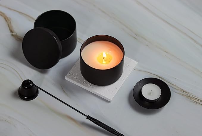Aroparc Candle Tins 8oz with Lids, 24 Pack Seamless Bulk Candle Containers for Candle Making Supplies - Black