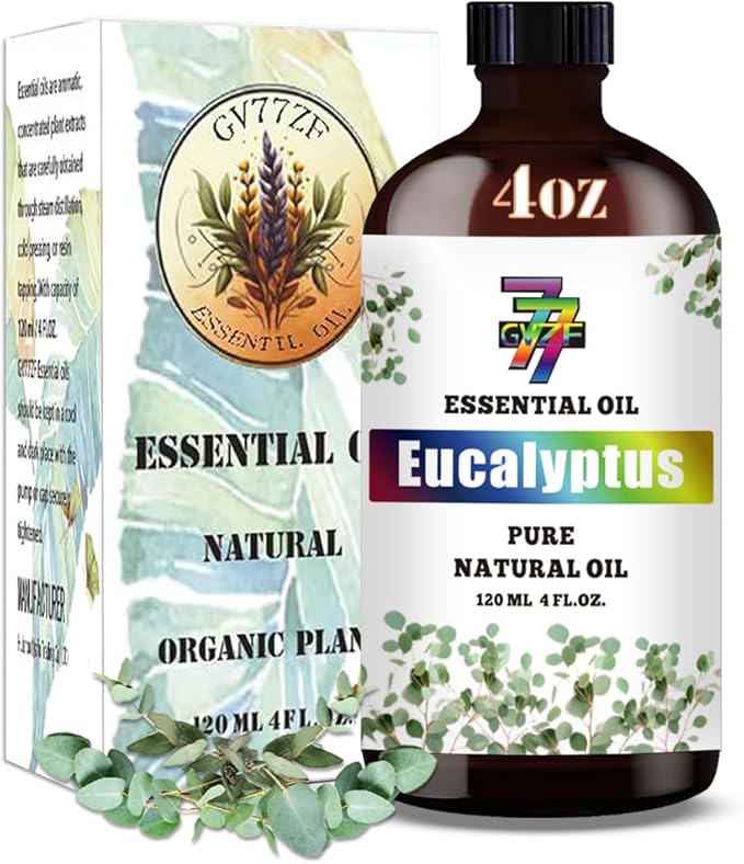 Eucalyptus Essential Oil (4 oz/120 ml) — Eucalyptus Oils for Aromatherapy, diffusers, humidifiers, Home fragrances, DIY Skincare, soap Making, DIY Candle, Relaxation, Yoga, and Meditation