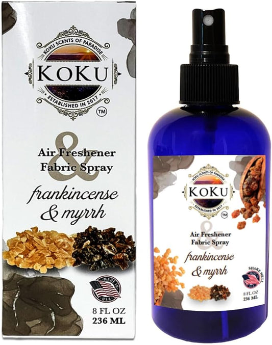 Frankincense Myrrh Air Freshener - Room Spray - Odor Eliminator - Deodorizer - Car Air Freshener - Home Spray - Linen Spray - Fabric Refresher - Non-Toxic - Alcohol Free (8 Oz)