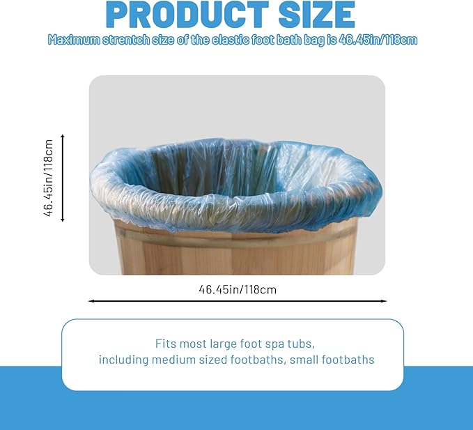 25Pcs Blue Pedicure Liners, Disposable Unbreakable Cleansing Foot Pads Bath Pedi Liners, One Size Fits Most Foot Spa for Bath Pedicure Supplies Spa Kit with Elastic Band for Feet Soak Hotel Home Use