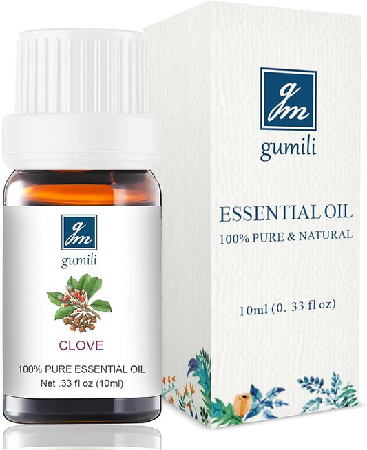 Clove Oil - Pure Organic Essential Oils for Skin, Hair, Diffuser, Spray, Roll On, Body Massage - Clove Bud Oil, 10mL