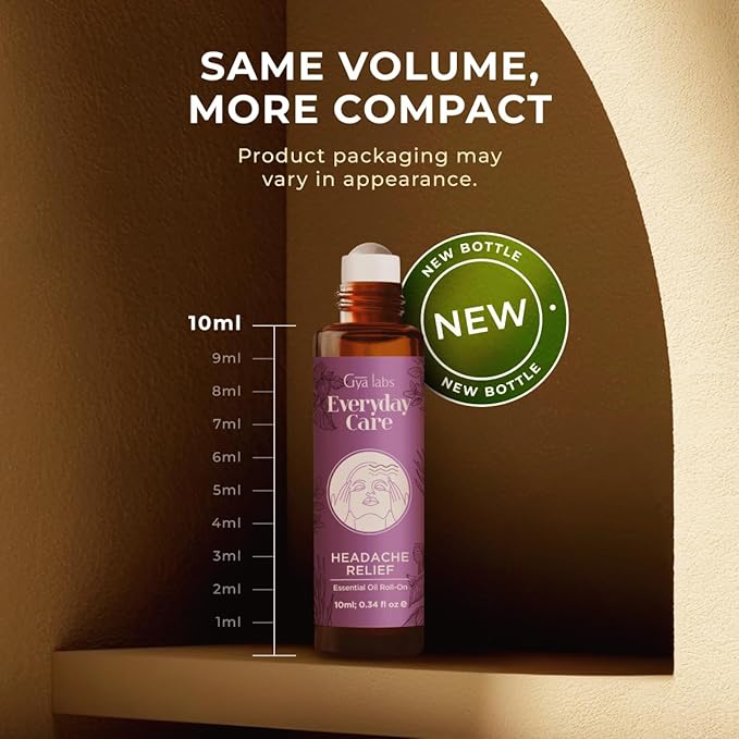 Gya Labs Headache Relief Essential Oil Roll On - 0.34 Fl Oz - Travel Size Roller for Camping, Skin, Aromatherapy Relief, Convenience