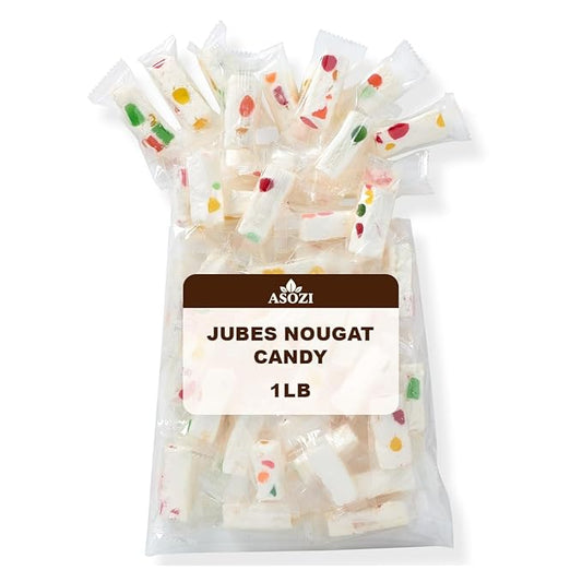 Jubes Nougat Candy with Fruity Jelly Beans 1lb Colorful Fruity Fresh Delicious Individually Wrapped Nougat Candy Treats Gluten Free 16lb by ASOZI