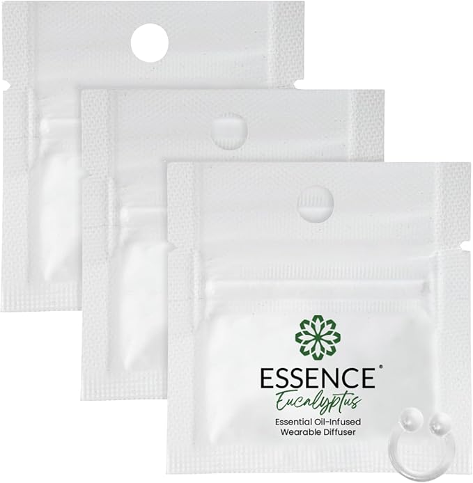 Essence Wearable Aromatherapy Nasal Diffuser – Eucalyptus Essential Oil Nose Ring Silicone Inhaler for Stress & Mood Support - Made in USA & Travel-Friendly (3 Pack)