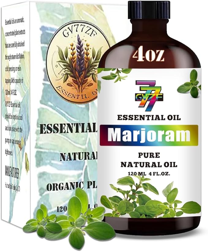 Marjoram Essential Oil (4 oz/120 ml) — Marjoram Oils for Aromatherapy, diffusers, humidifiers, Home fragrances, DIY Skincare, soap Making, DIY Candle Making, Relaxation, Yoga, and Meditation